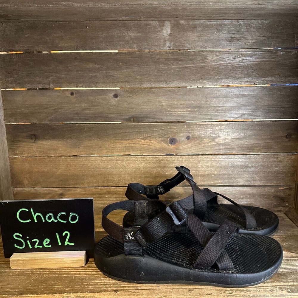 Mens Chaco Classic Outdoor Black Walking Hiking Comfort Sandals Size 12 M GUC‎
